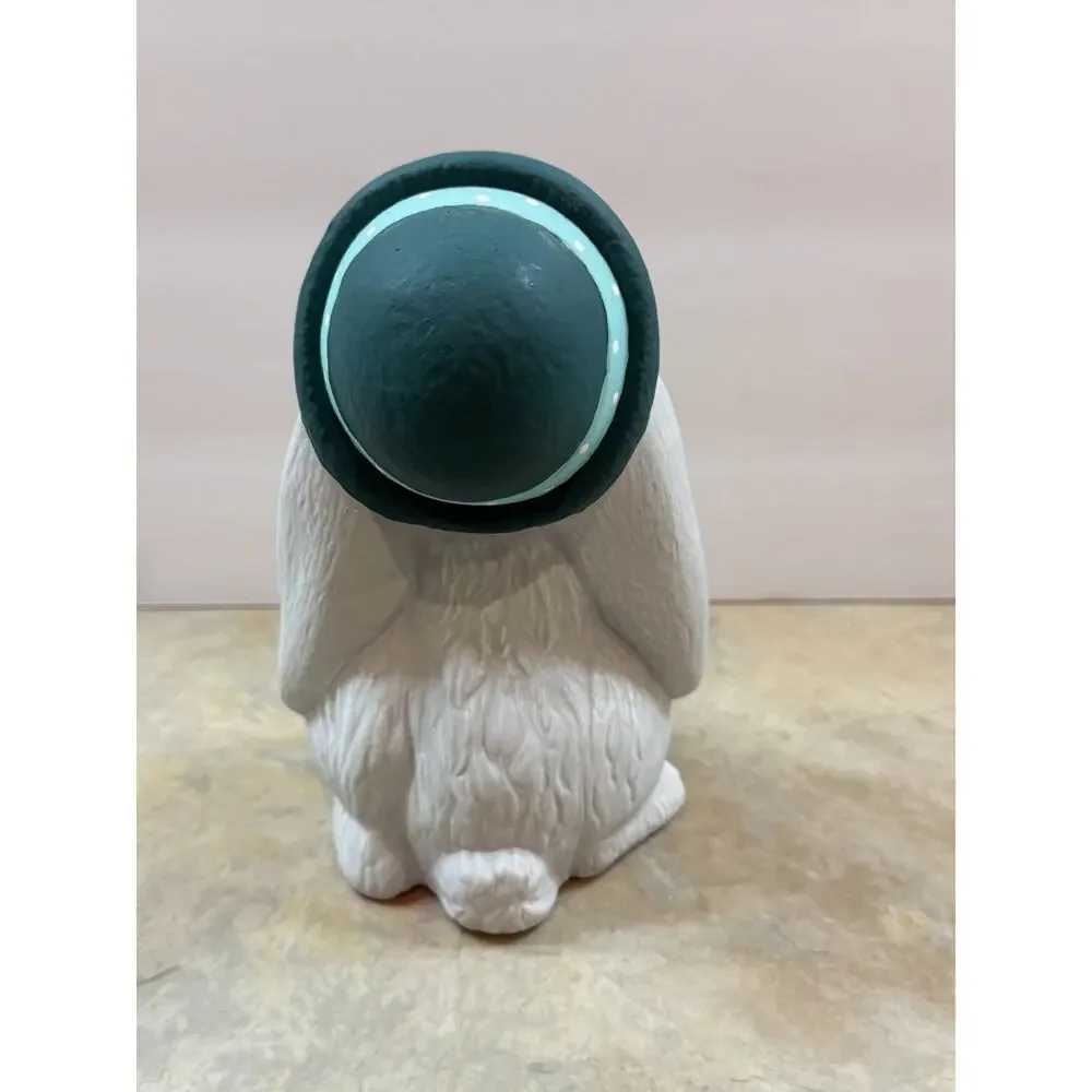 Vintage Hand Painted Bunny Rabbit Figurine Signed Lois Folk Art
